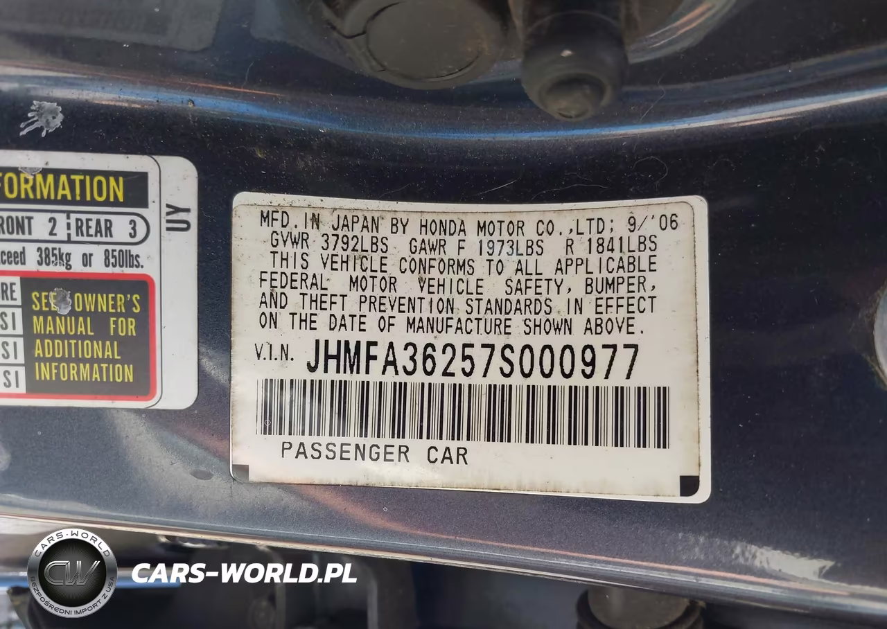 2007 Honda Civic Hybrid VIN:JHMFA36257S000977 - 9