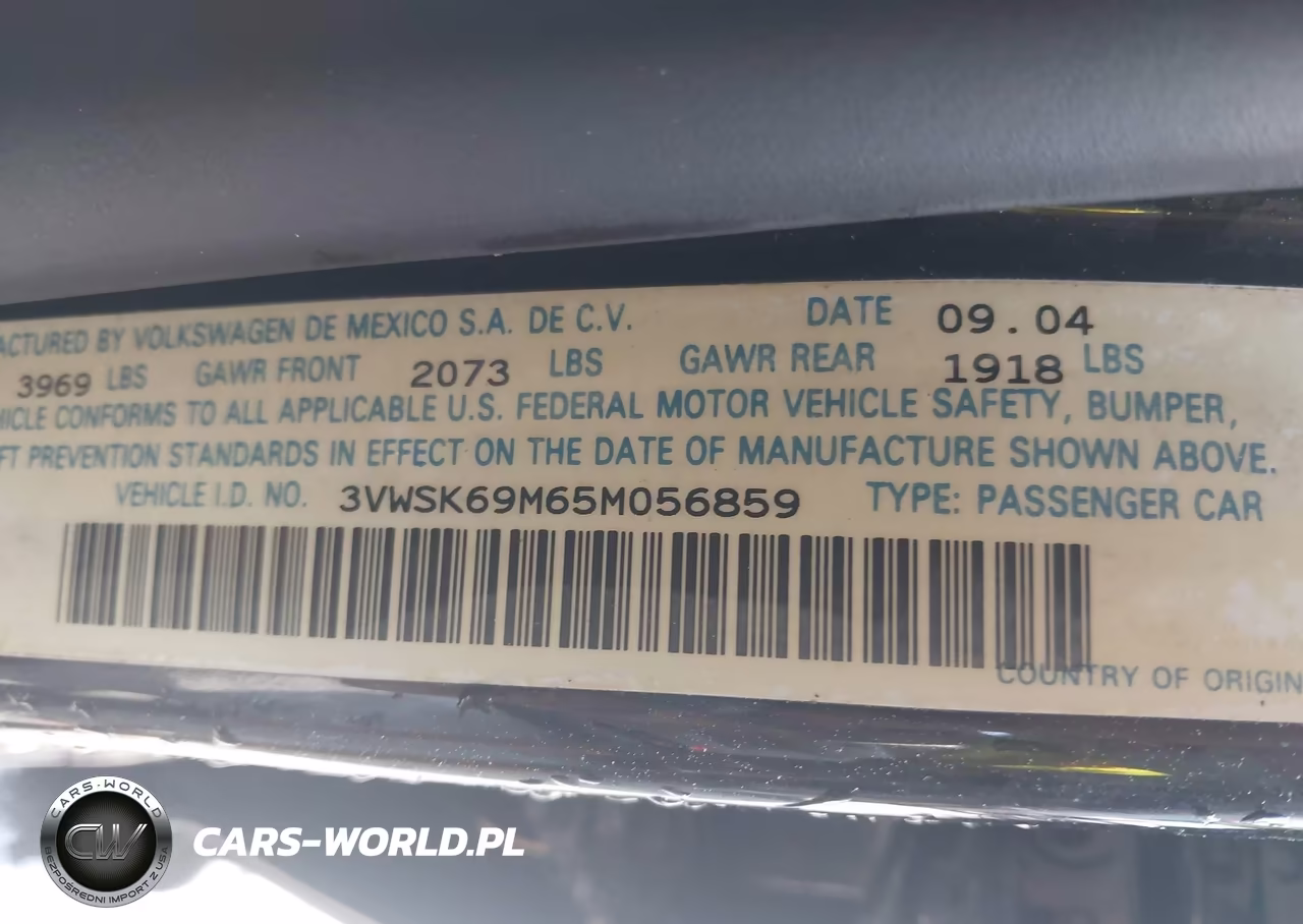 2005 Volkswagen Jetta Gls 2.0L VIN:3VWSK69M65M056859 - 9