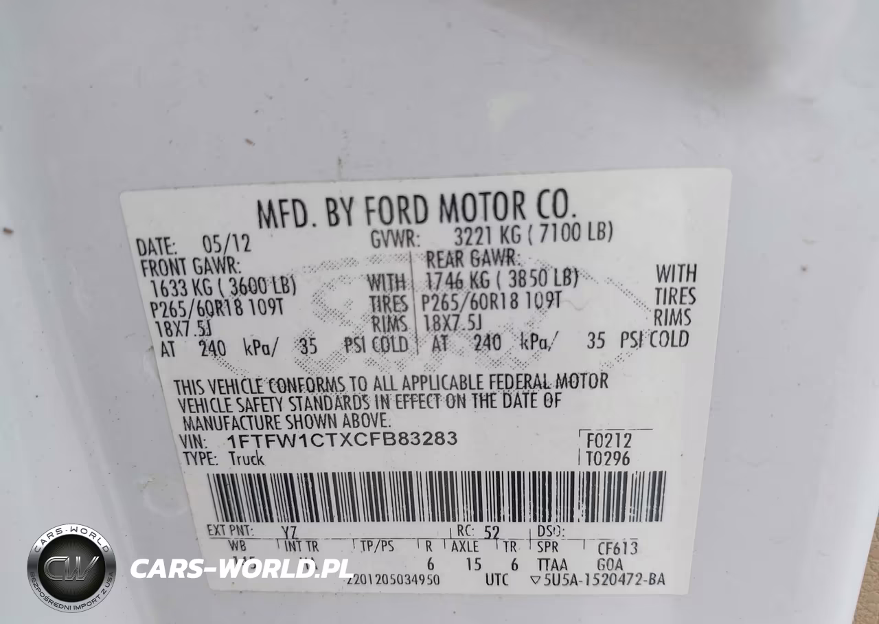 2012 Ford F-150 Lariat VIN:1FTFW1CTXCFB83283 - 9