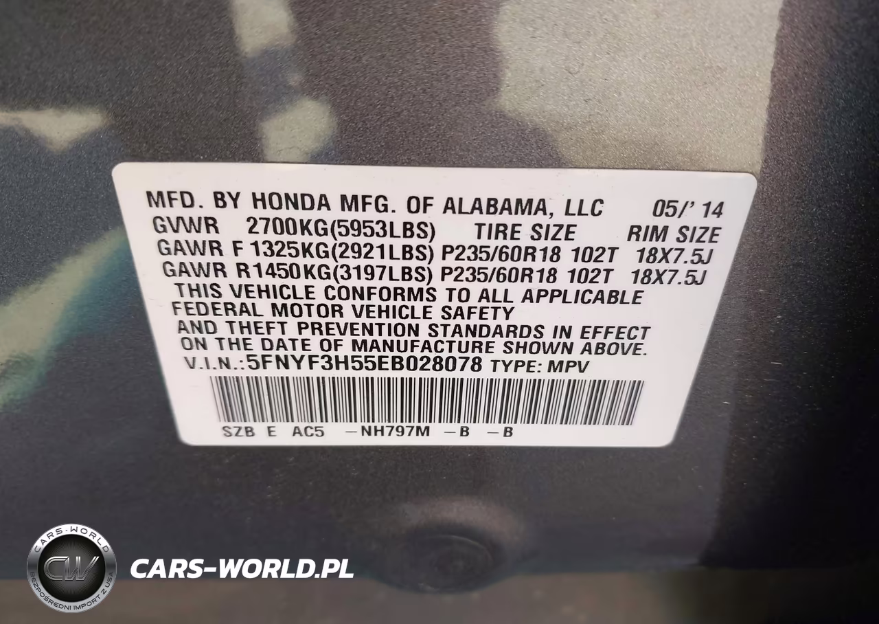 2014 Honda Pilot Ex-L VIN:5FNYF3H55EB028078 - 9