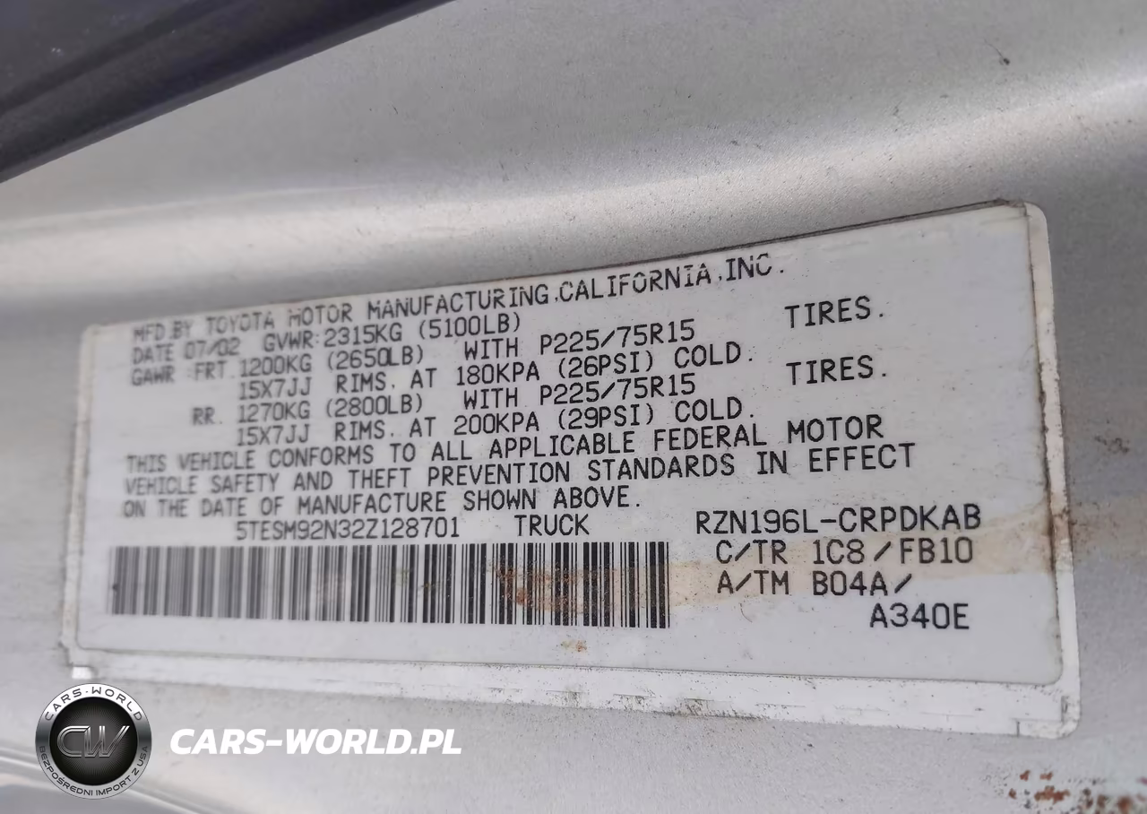 2002 Toyota Tacoma Prerunner VIN:5TESM92N32Z128701 - 9