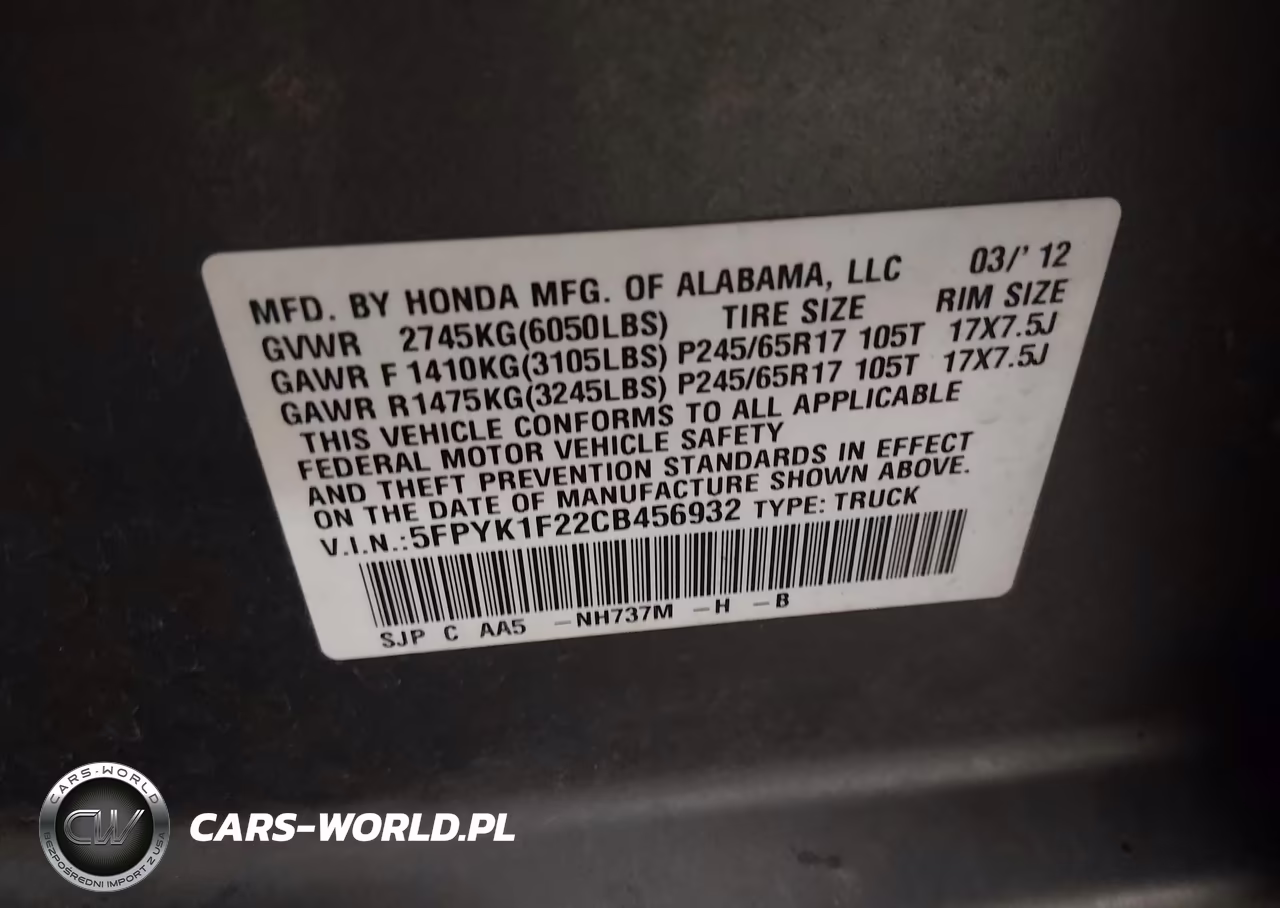 2012 Honda Ridgeline Rt VIN:5FPYK1F22CB456932 - 9
