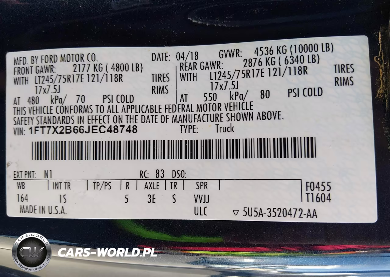 2018 Ford F-250 Xl VIN:1FT7X2B66JEC48748 - 9