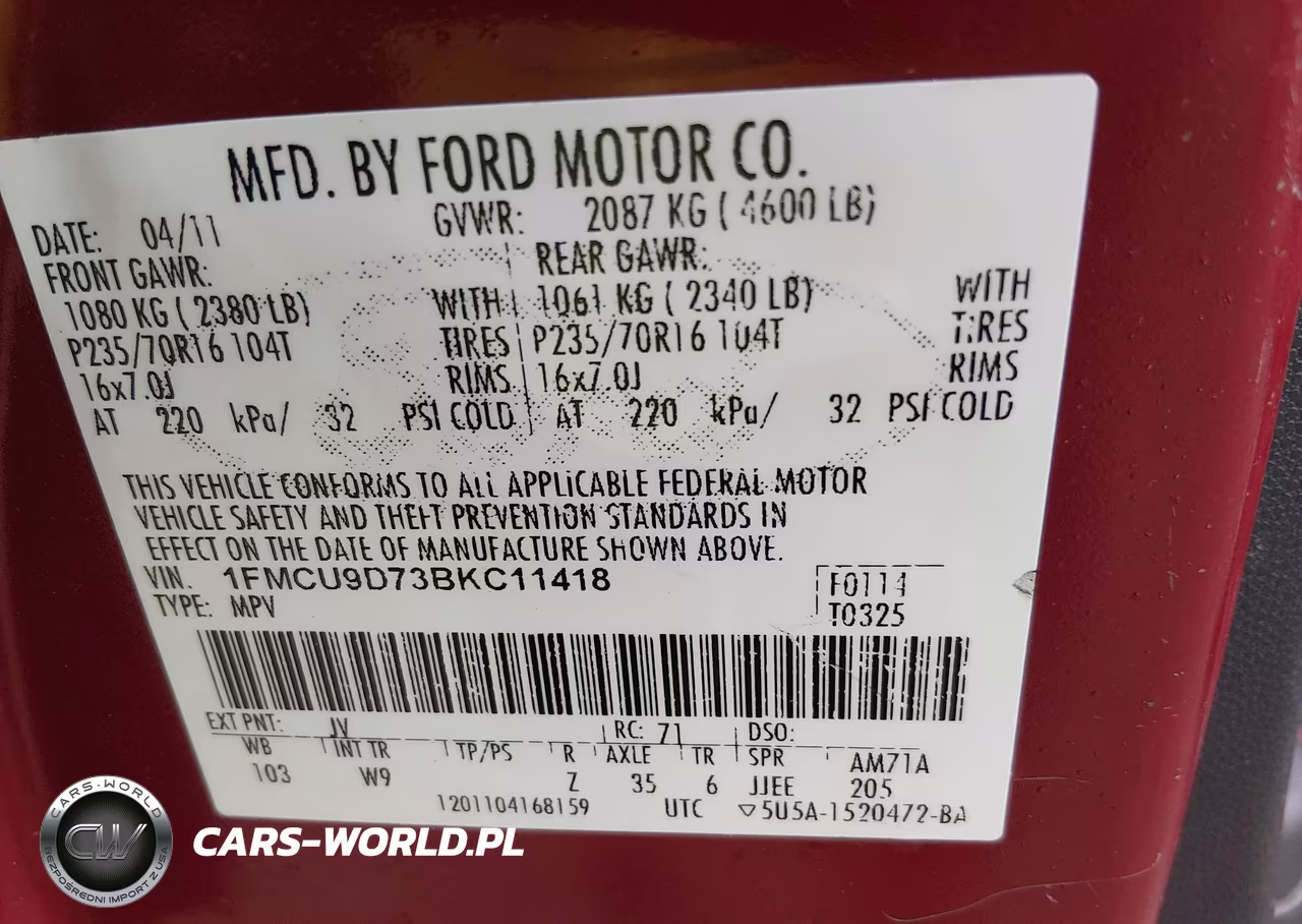 2011 Ford Escape Xlt VIN:1FMCU9D73BKC11418 - 9