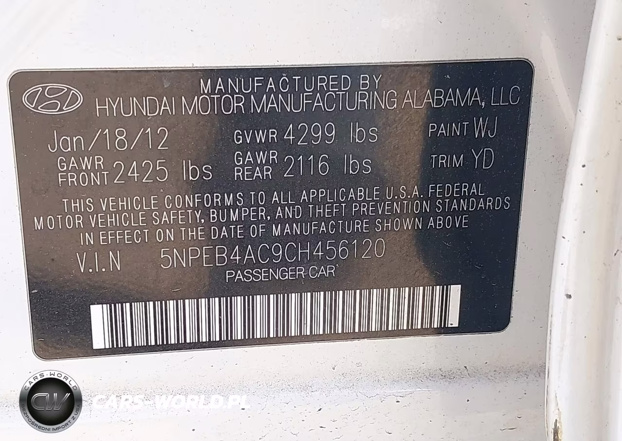 2012 Hyundai Sonata Gls VIN:5NPEB4AC9CH456120 - 9