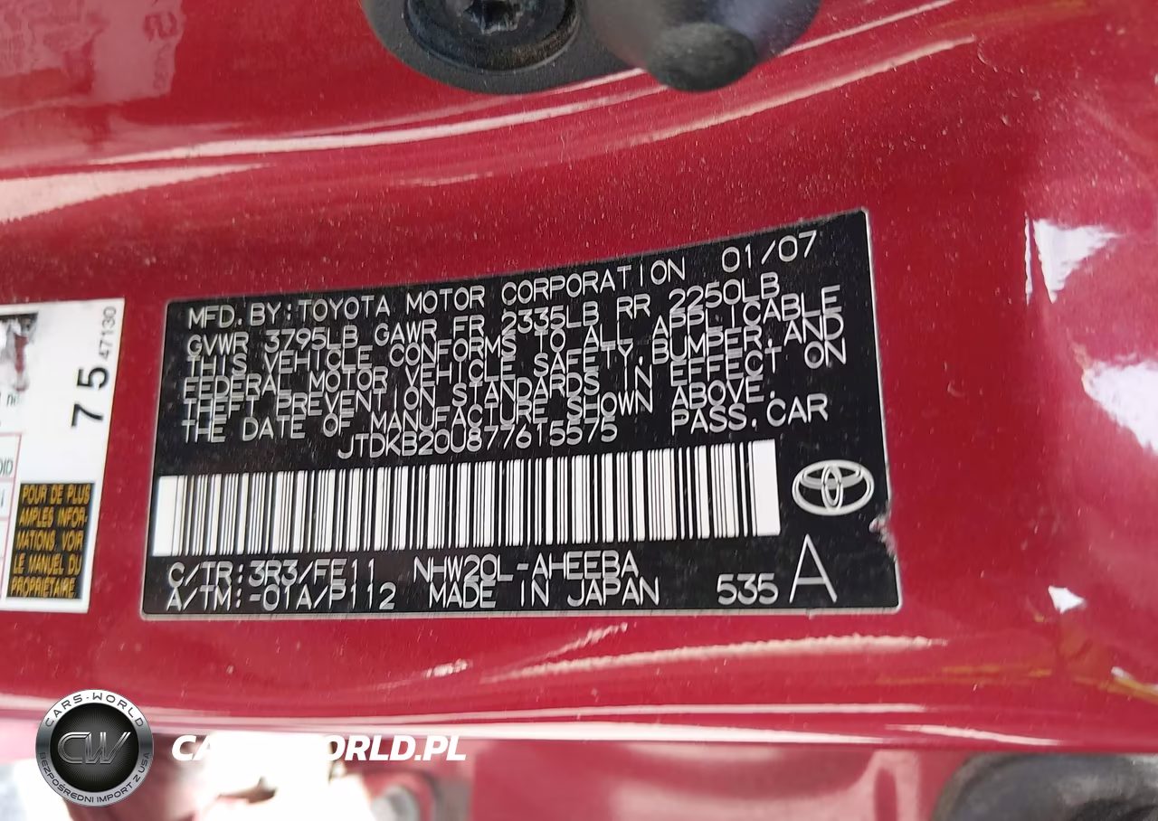 2007 Toyota Prius VIN:JTDKB20U877615575 - 9