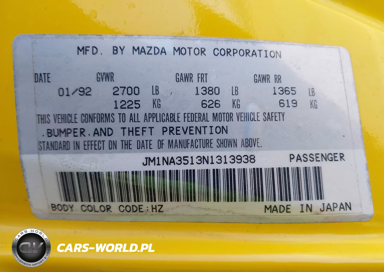 1992 Mazda Mx-5 Miata VIN:JM1NA3513N1313938 - 9