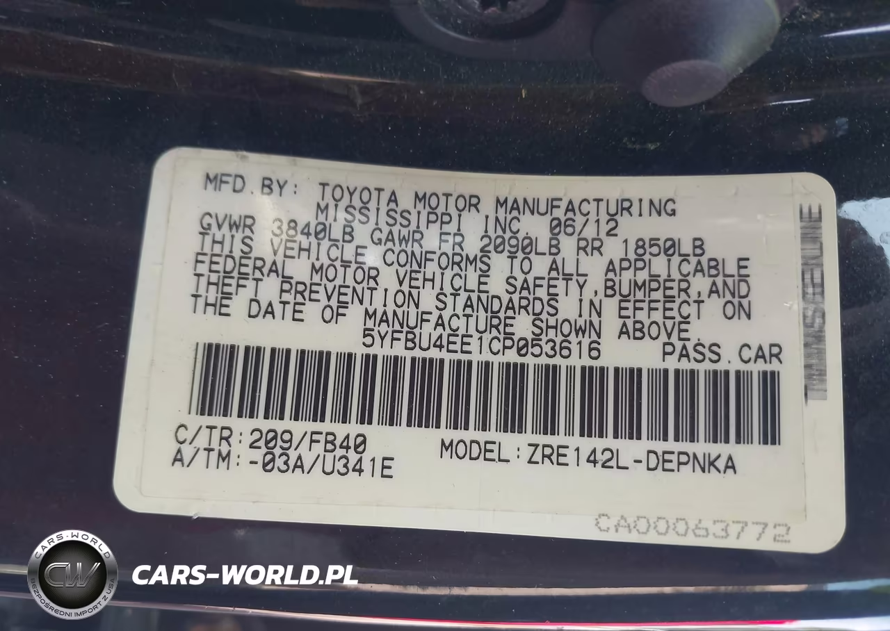 2012 Toyota Corolla Le VIN:5YFBU4EE1CP053616 - 9