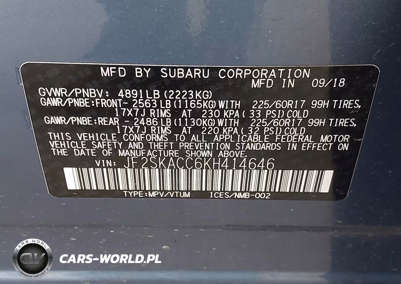 2019 Subaru Forester VIN:JF2SKACC6KH414646 - 9