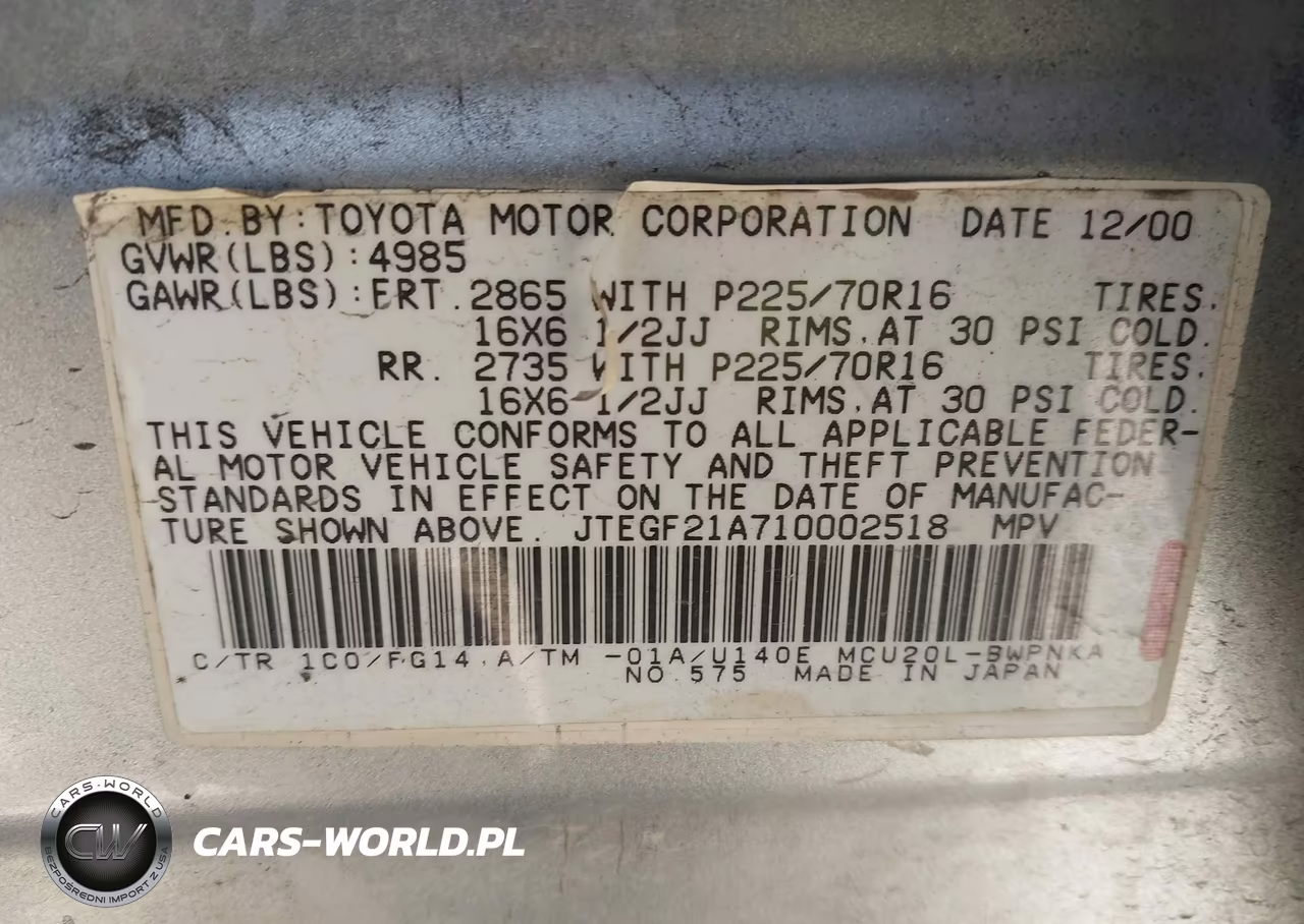 2001 Toyota Highlander V6 VIN:JTEGF21A710002518 - 9