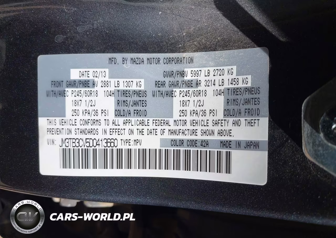 2013 Mazda Cx-9 Touring VIN:JM3TB3CV5D0413660 - 9