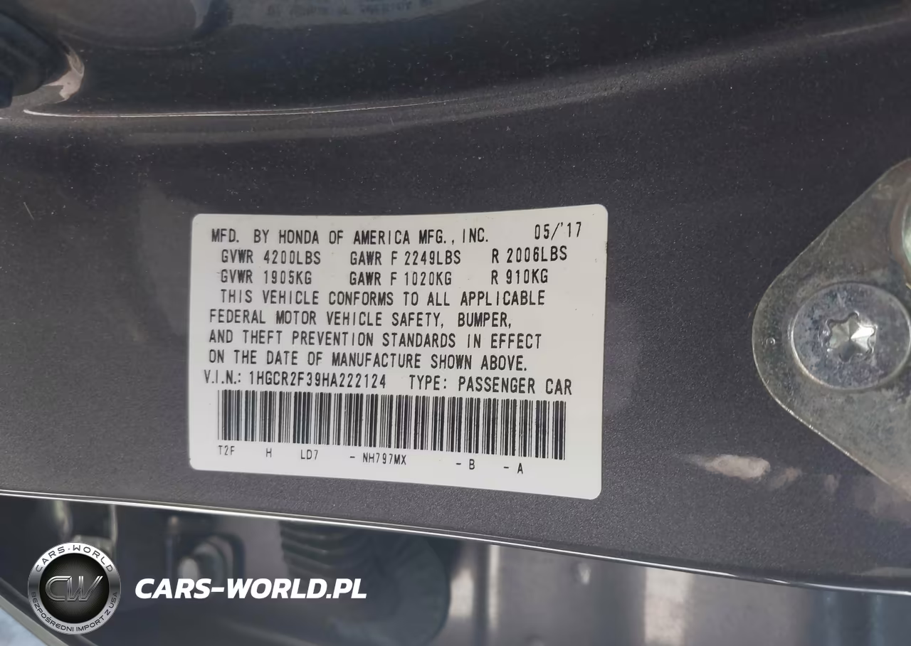 2017 Honda Accord Lx VIN:1HGCR2F39HA222124 - 9