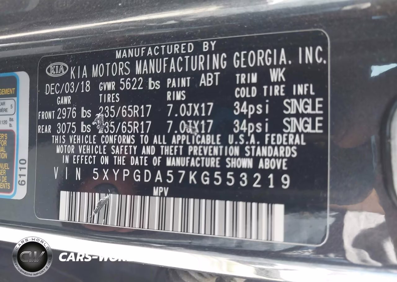 2019 Kia Sorento 3.3L Lx VIN:5XYPGDA57KG553219 - 9