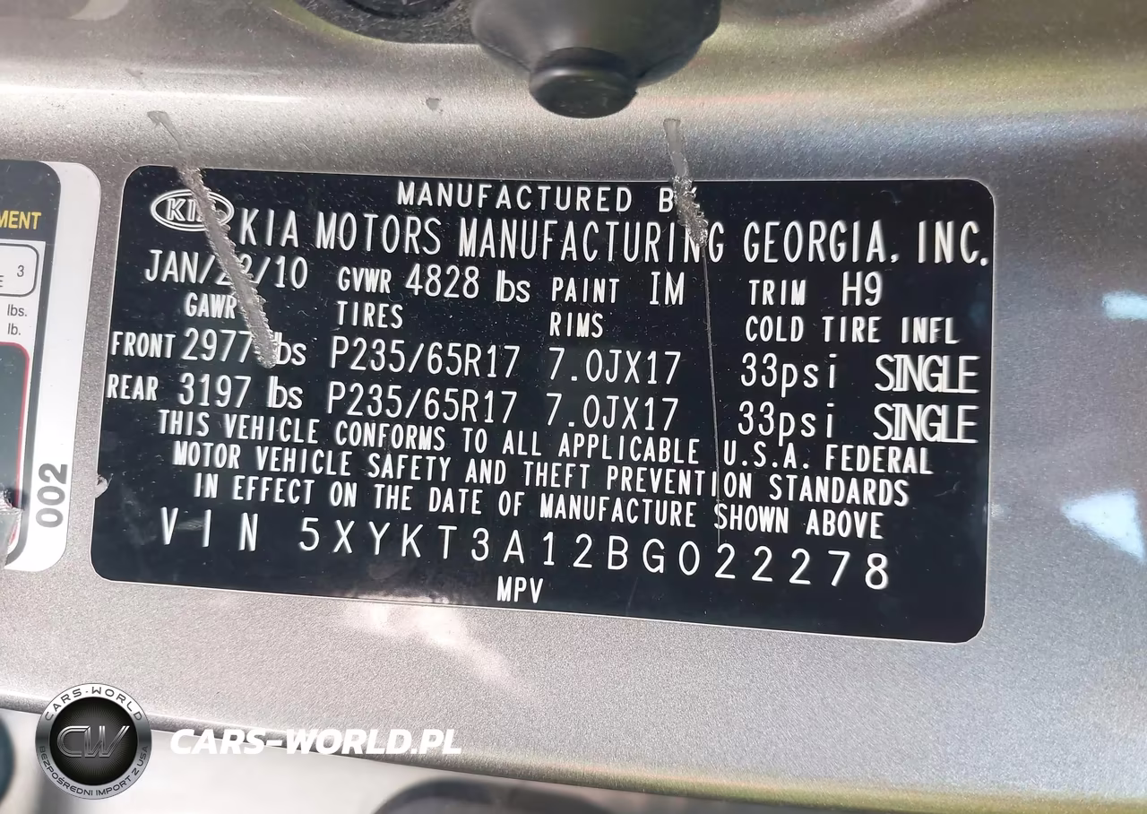 2011 Kia Sorento Lx VIN:5XYKT3A12BG022278 - 9