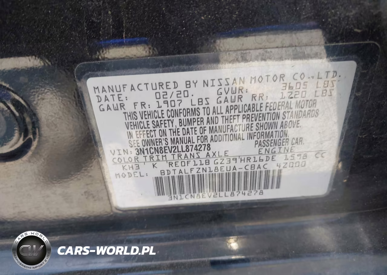 2020 Nissan Versa Sv Xtronic Cvt VIN:3N1CN8EV2LL874278 - 9