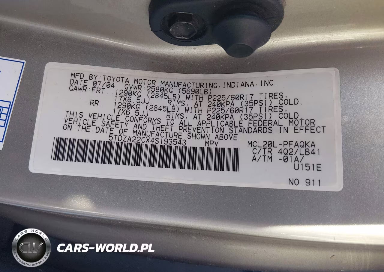 2004 Toyota Sienna Xle Limited VIN:5TDZA22CX4S193543 - 9