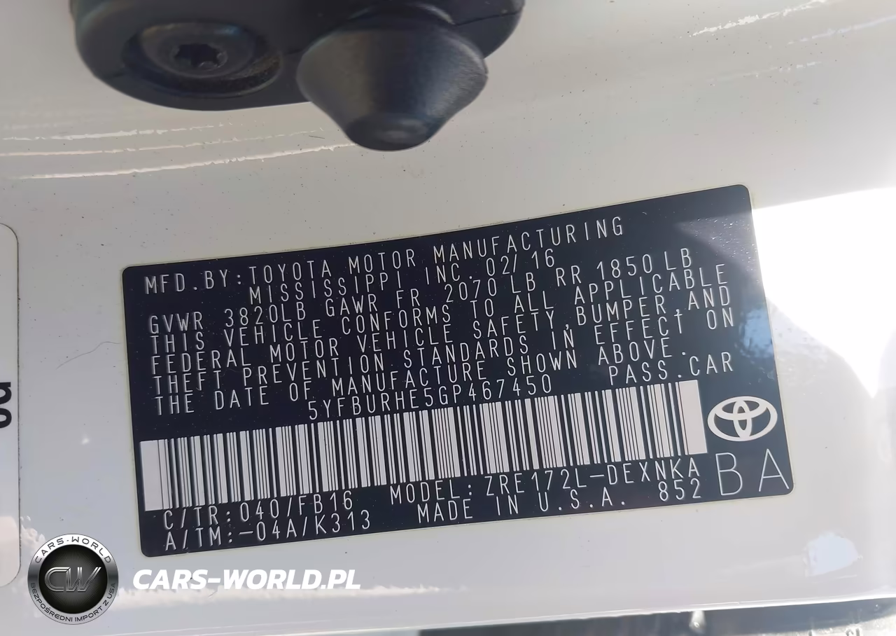 2016 Toyota Corolla Le VIN:5YFBURHE5GP467450 - 9