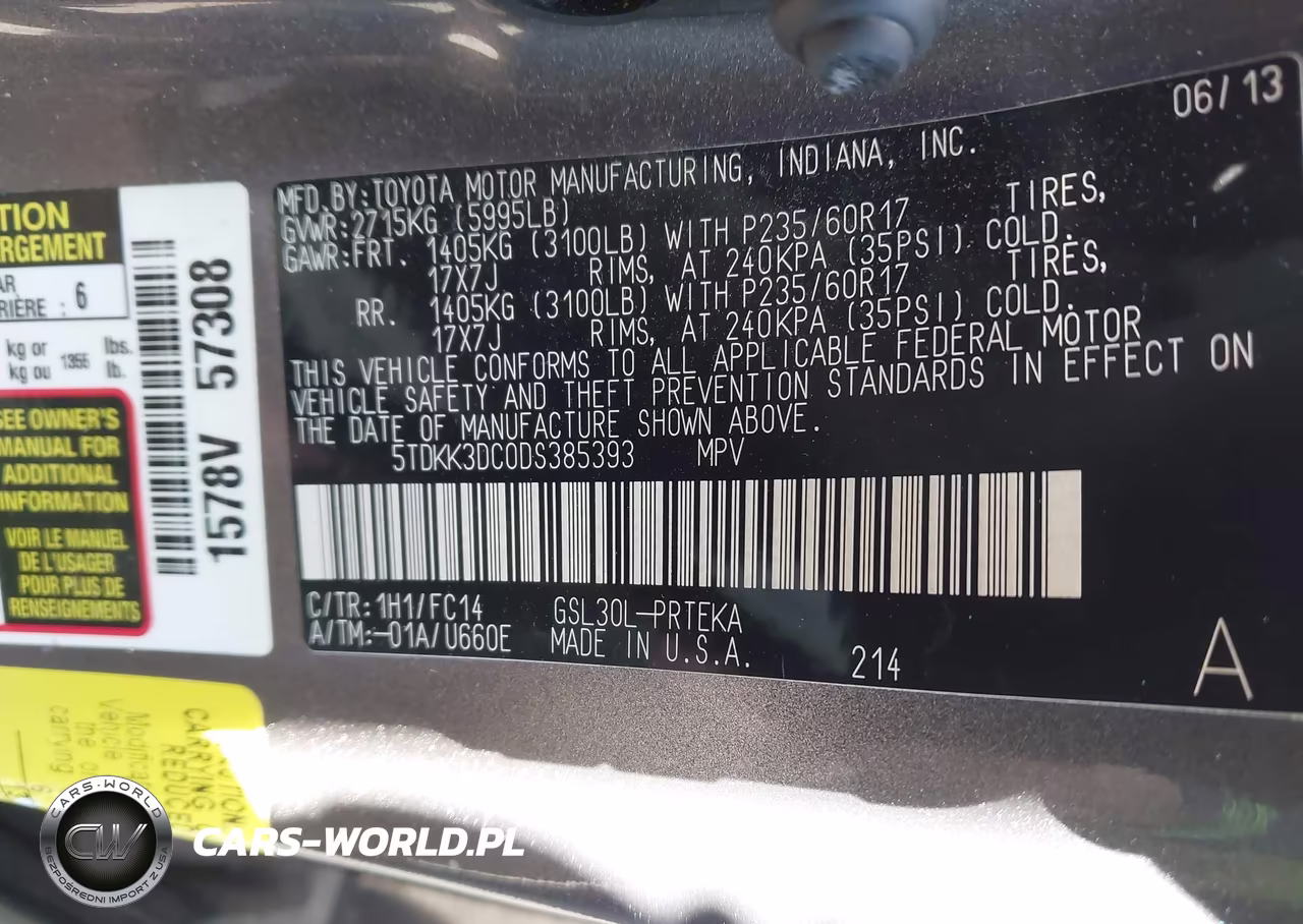 2013 Toyota Sienna Le V6 8 Passenger VIN:5TDKK3DC0DS385393 - 9