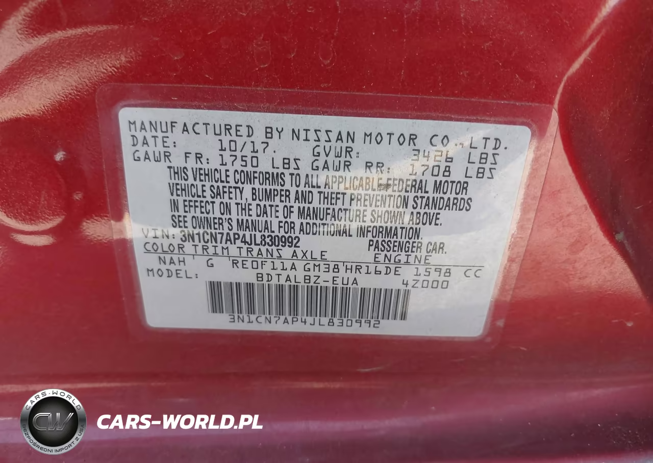 2018 Nissan Versa 1.6 Sv VIN:3N1CN7AP4JL830992 - 9
