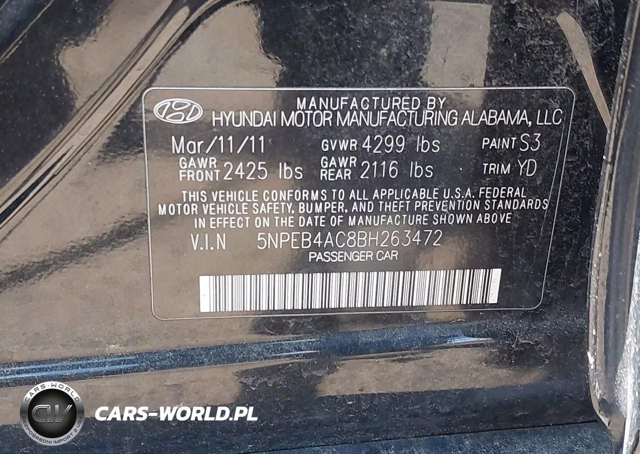 2011 Hyundai Sonata Gls VIN:5NPEB4AC8BH263472 - 9