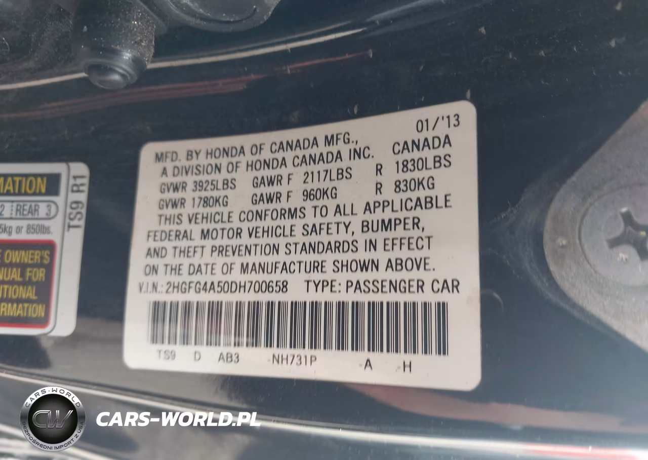 2013 Honda Civic Si VIN:2HGFG4A50DH700658 - 9