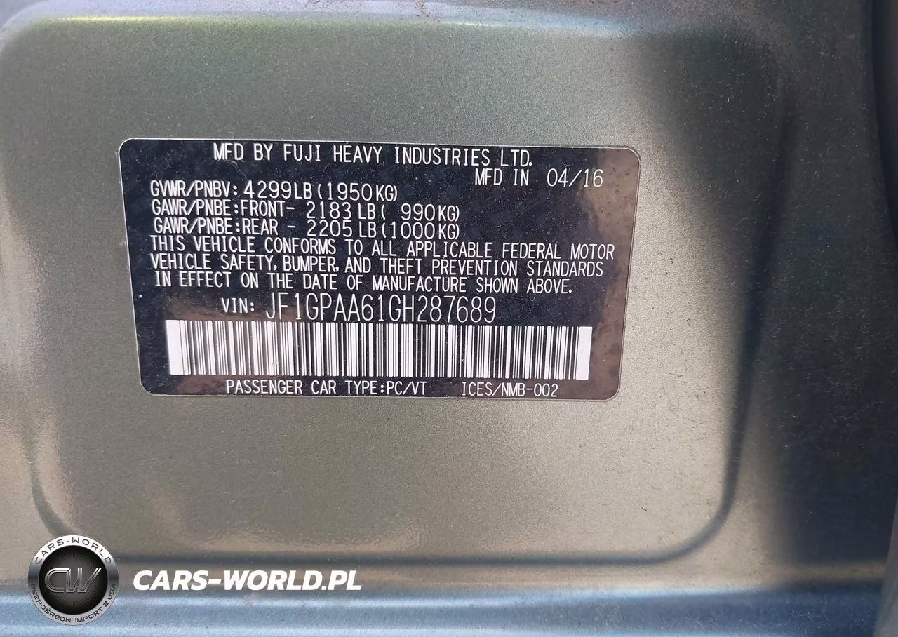 2016 Subaru Impreza 2.0I VIN:JF1GPAA61GH287689 - 9