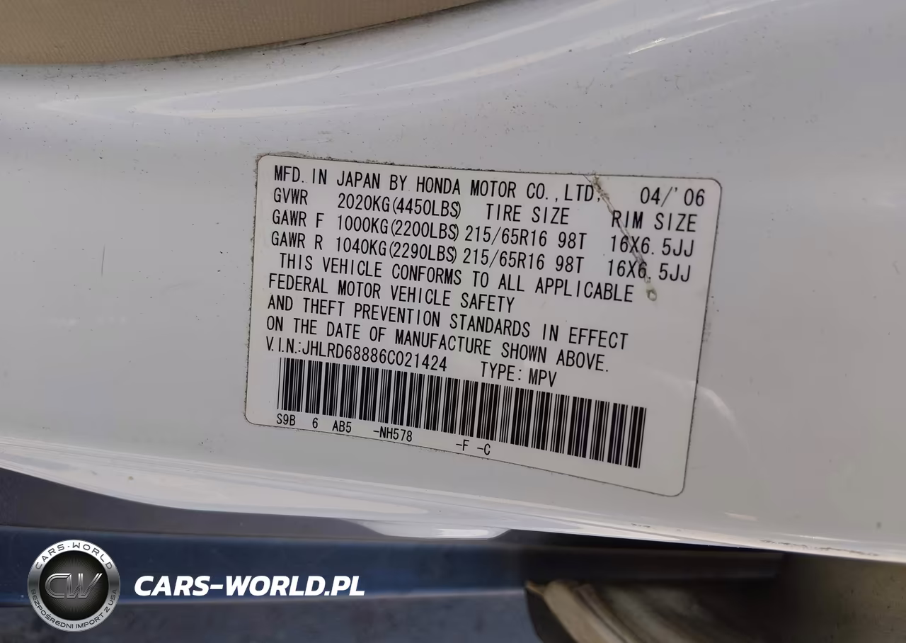 2006 Honda Cr-V Ex VIN:JHLRD68886C021424 - 9