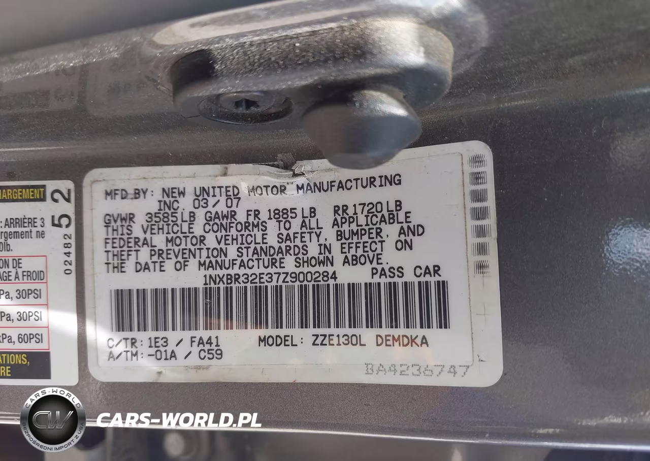 2007 Toyota Corolla Ce VIN:1NXBR32E37Z900284 - 9