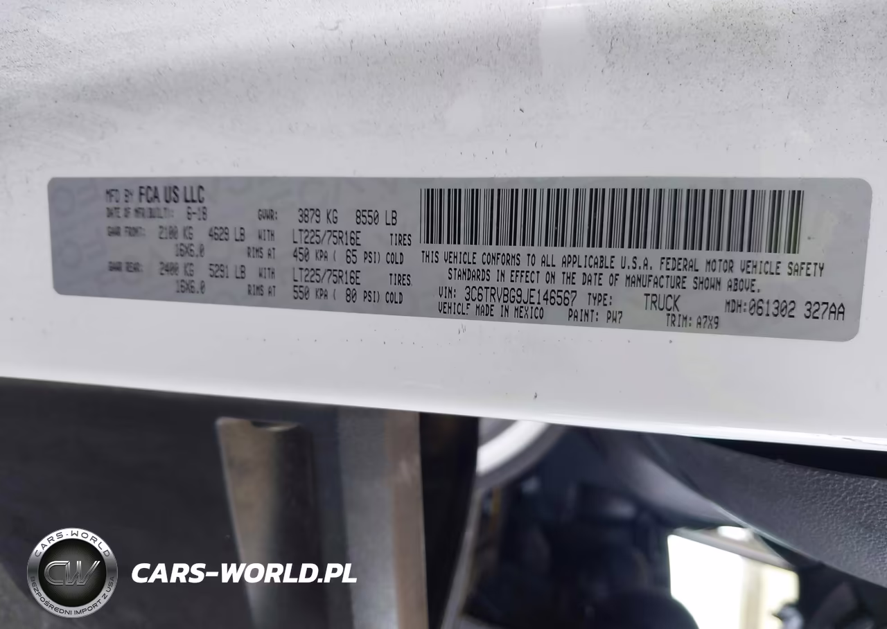 2018 Ram Promaster 1500 High Roof 136 Wb VIN:3C6TRVBG9JE146567 - 9