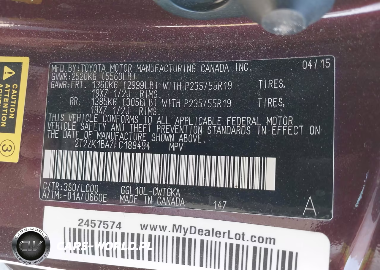 2015 Lexus Rx 350 VIN:2T2ZK1BA7FC189494 - 9