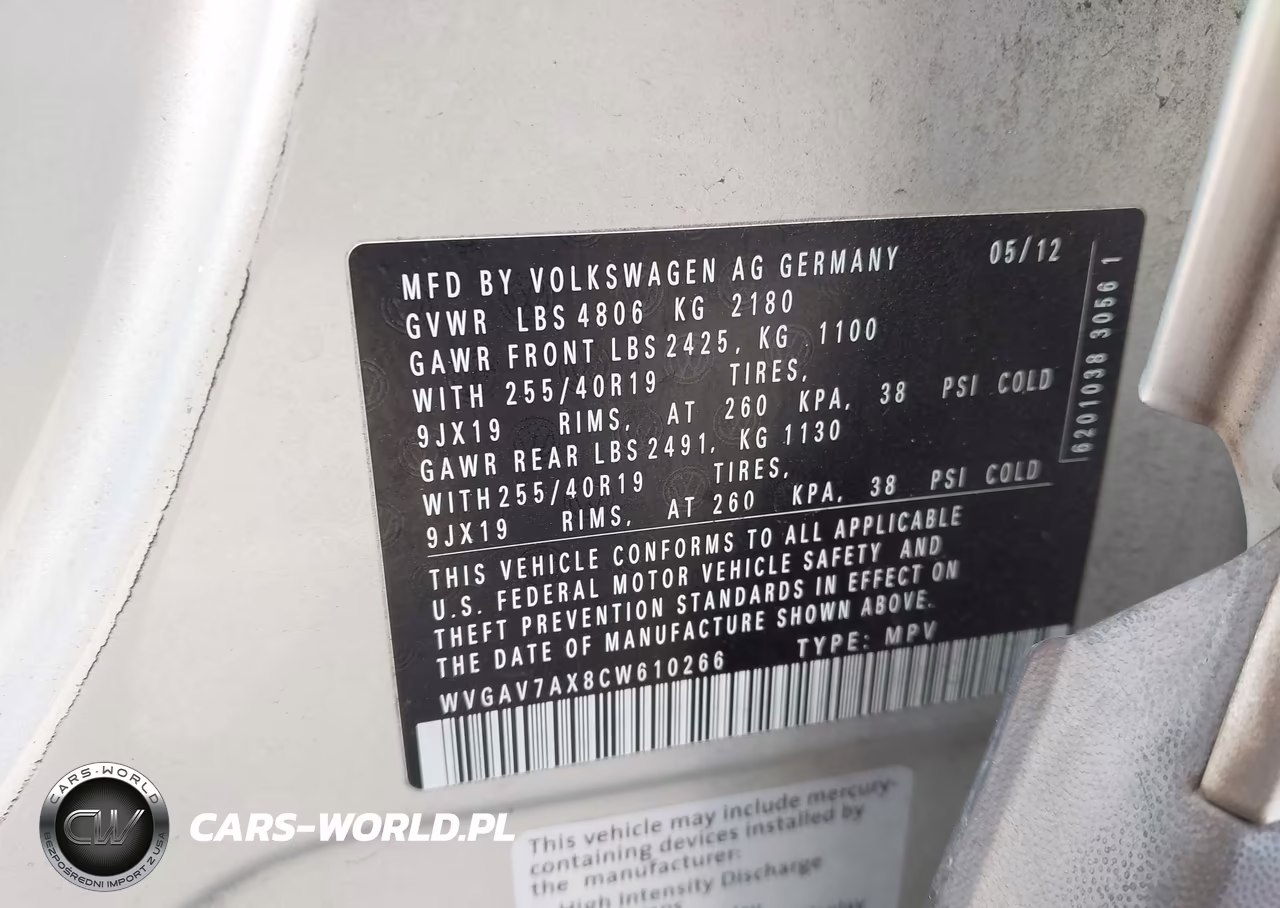 2012 Volkswagen Tiguan Sel VIN:WVGAV7AX8CW610266 - 9