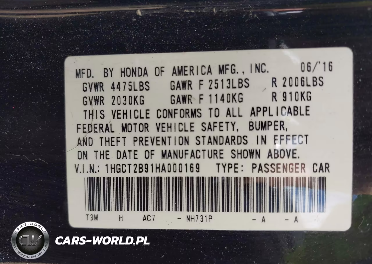 2017 Honda Accord Ex-L V6 VIN:1HGCT2B91HA000169 - 9
