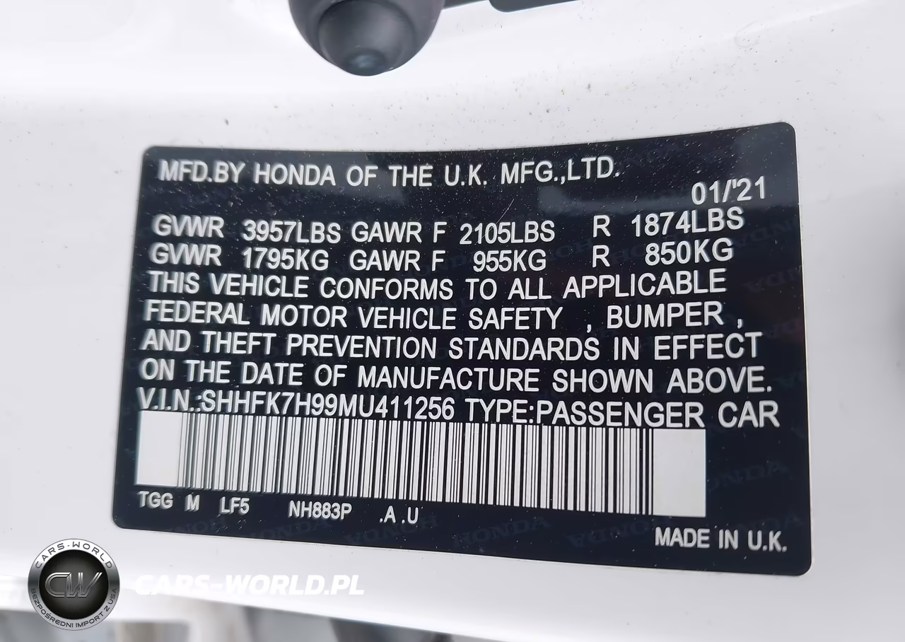 2021 Honda Civic Sport Touring VIN:SHHFK7H99MU411256 - 9