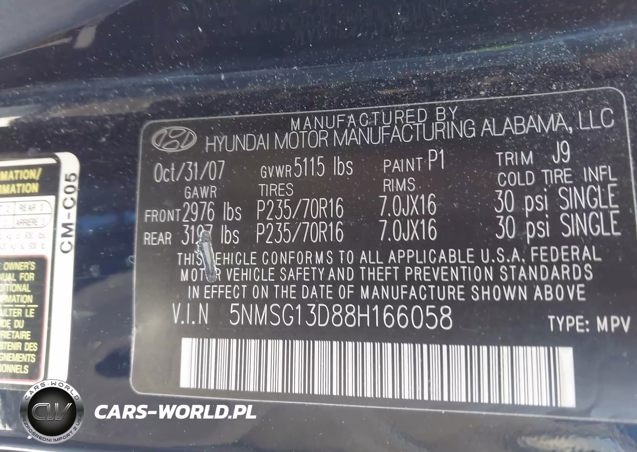 2008 Hyundai Santa Fe Gls VIN:5NMSG13D88H166058 - 9
