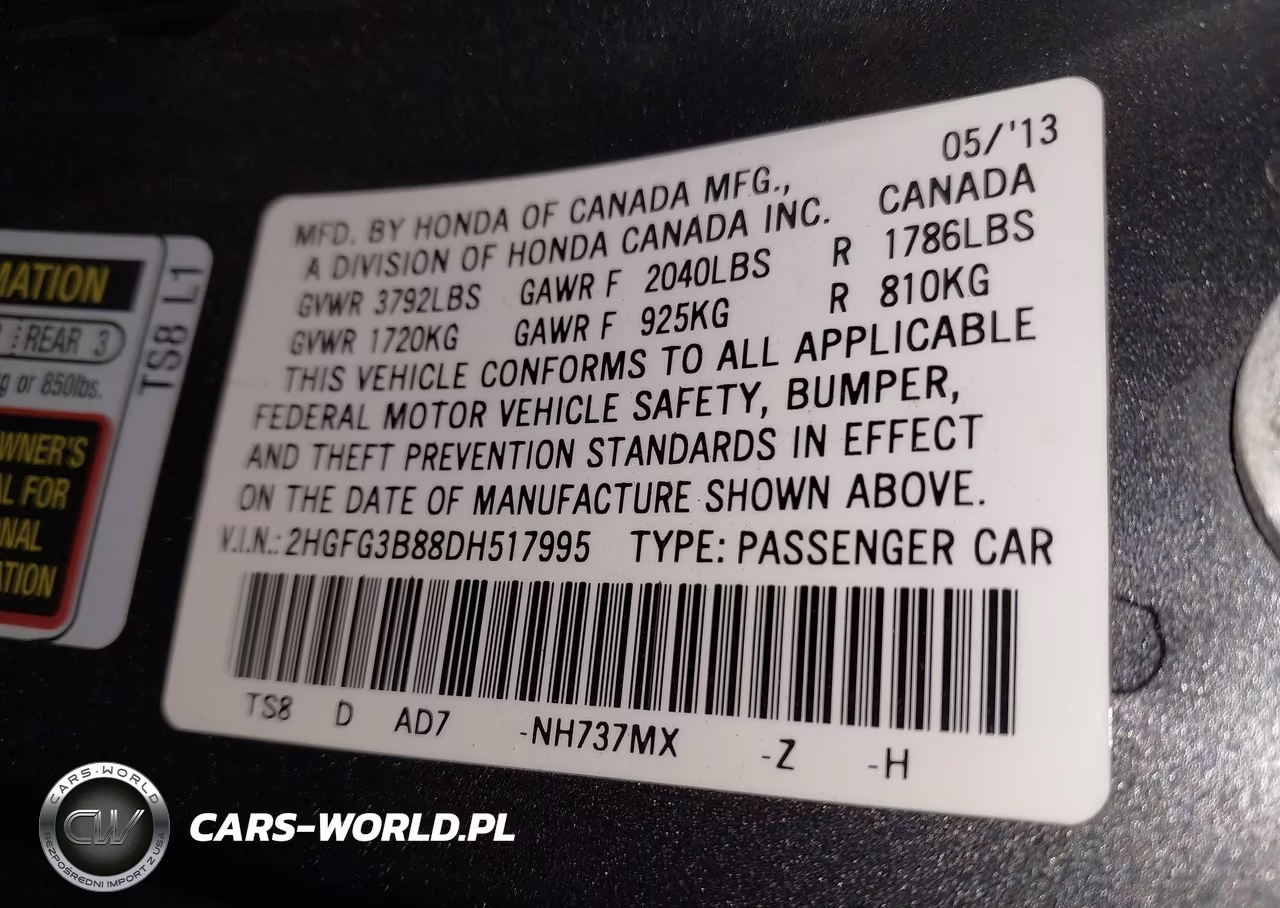 2013 Honda Civic Ex VIN:2HGFG3B88DH517995 - 9