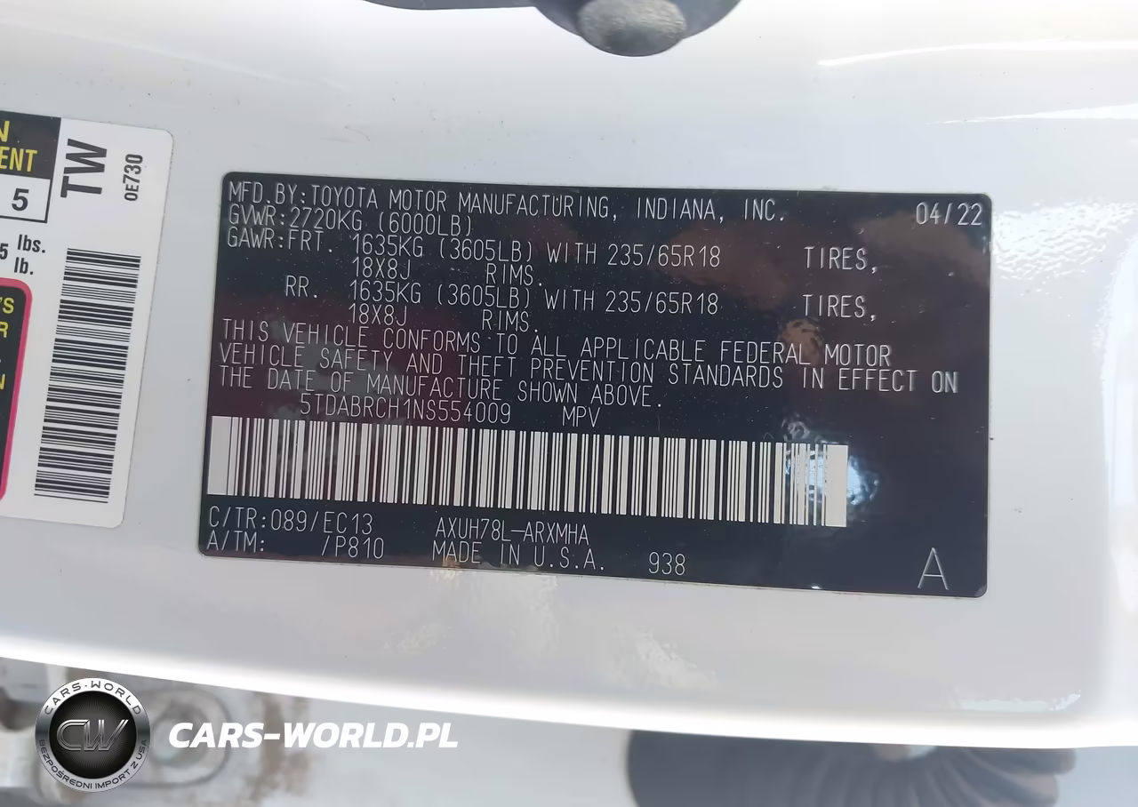 2022 Toyota Highlander Hybrid Xle Bronze Edition VIN:5TDABRCH1NS554009 - 9