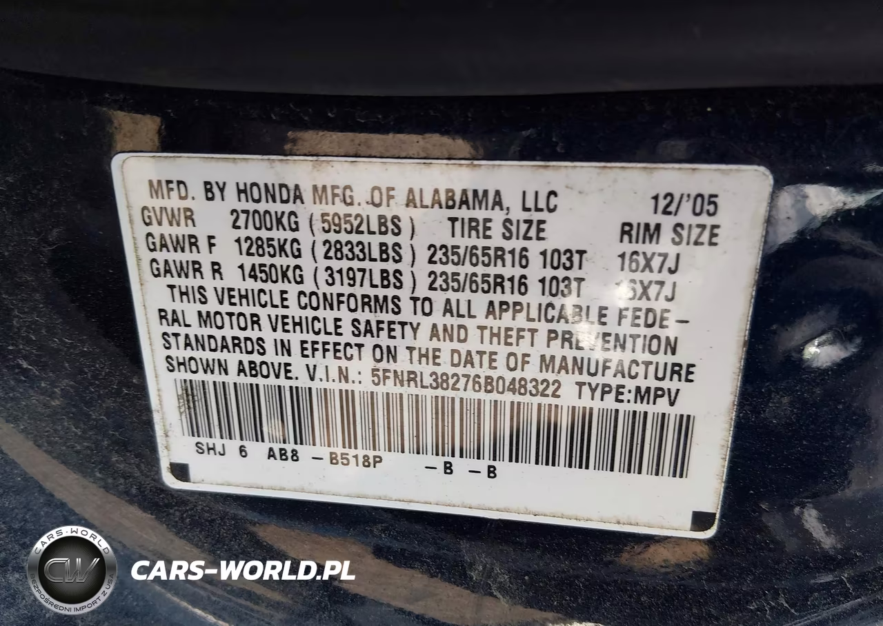 2006 Honda Odyssey Lx VIN:5FNRL38276B048322 - 9