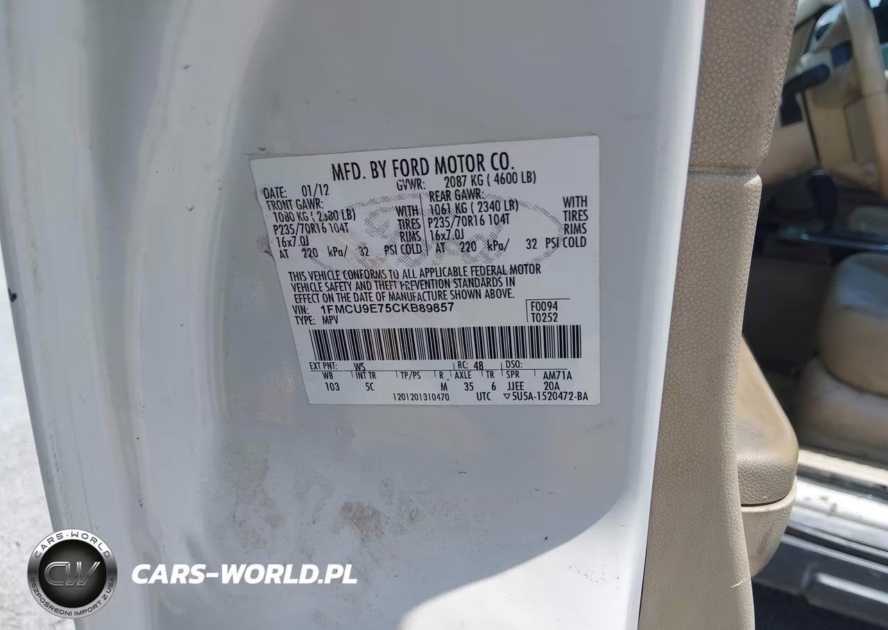 2012 Ford Escape Limited VIN:1FMCU9E75CKB89857 - 9
