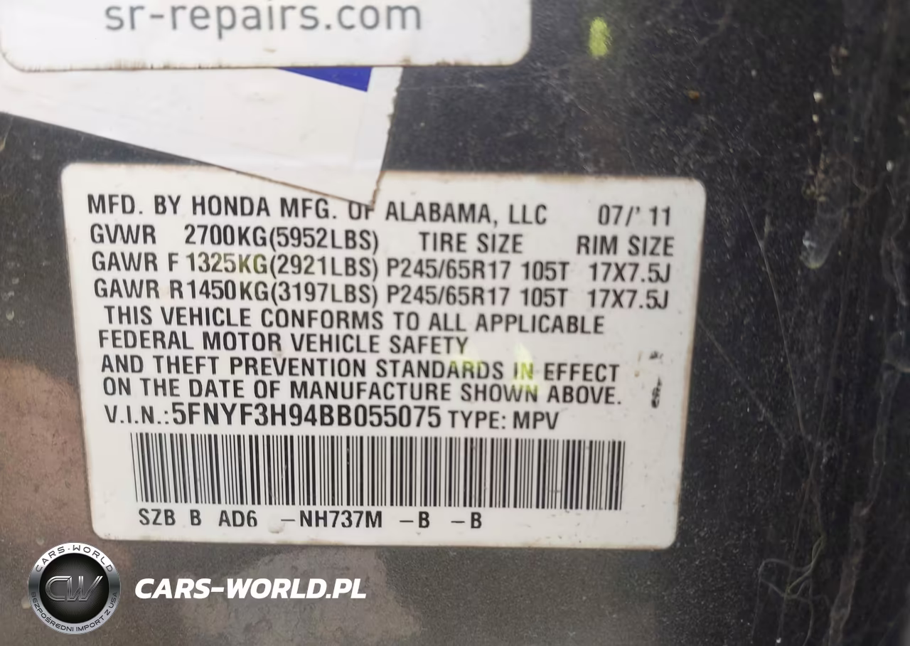 2011 Honda Pilot Touring VIN:5FNYF3H94BB055075 - 9