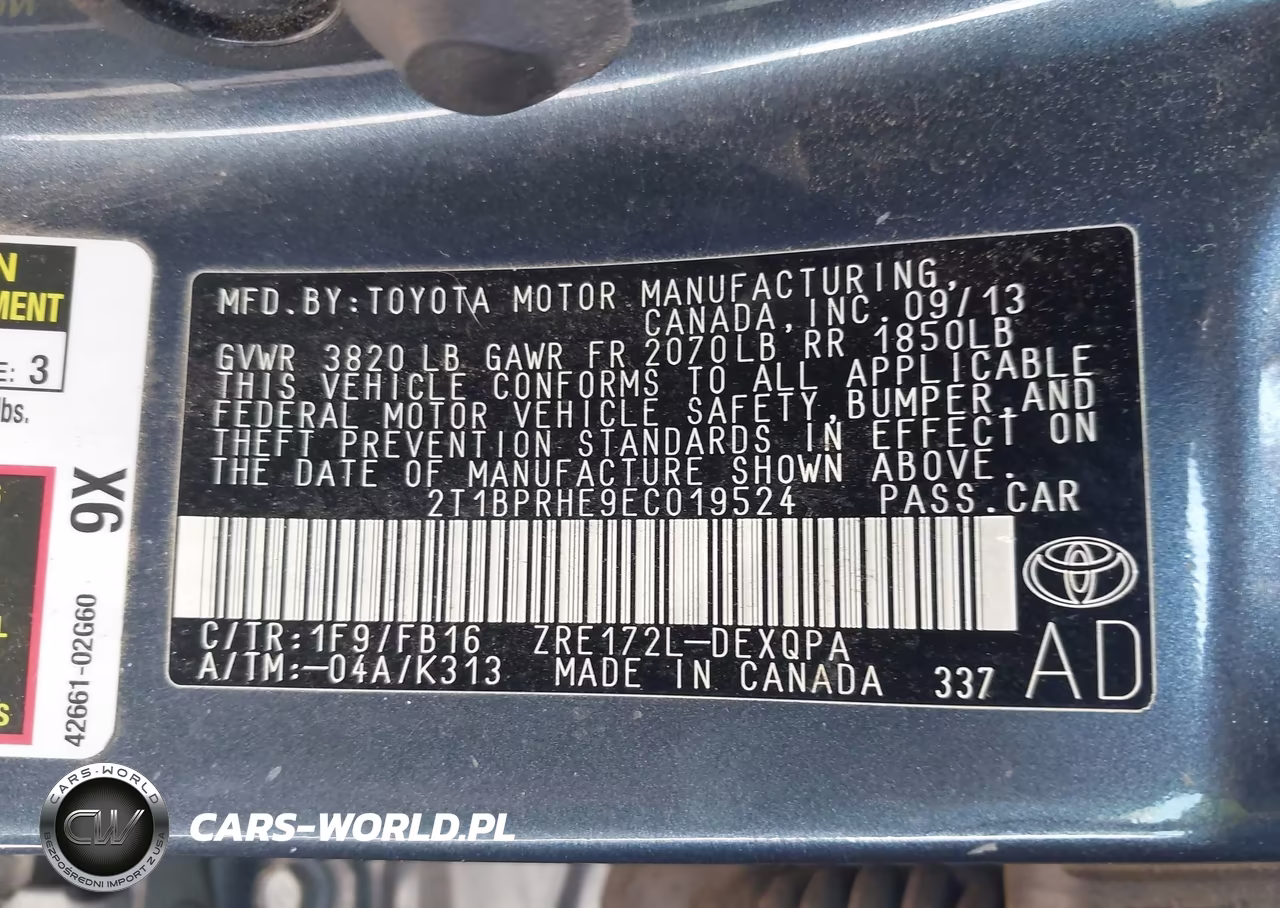 2014 Toyota Corolla Le Eco VIN:2T1BPRHE9EC019524 - 9