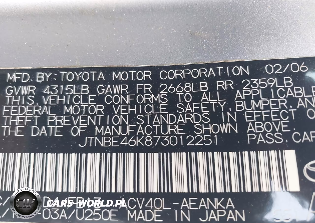 2007 Toyota Camry Le VIN:JTNBE46K873012251 - 9