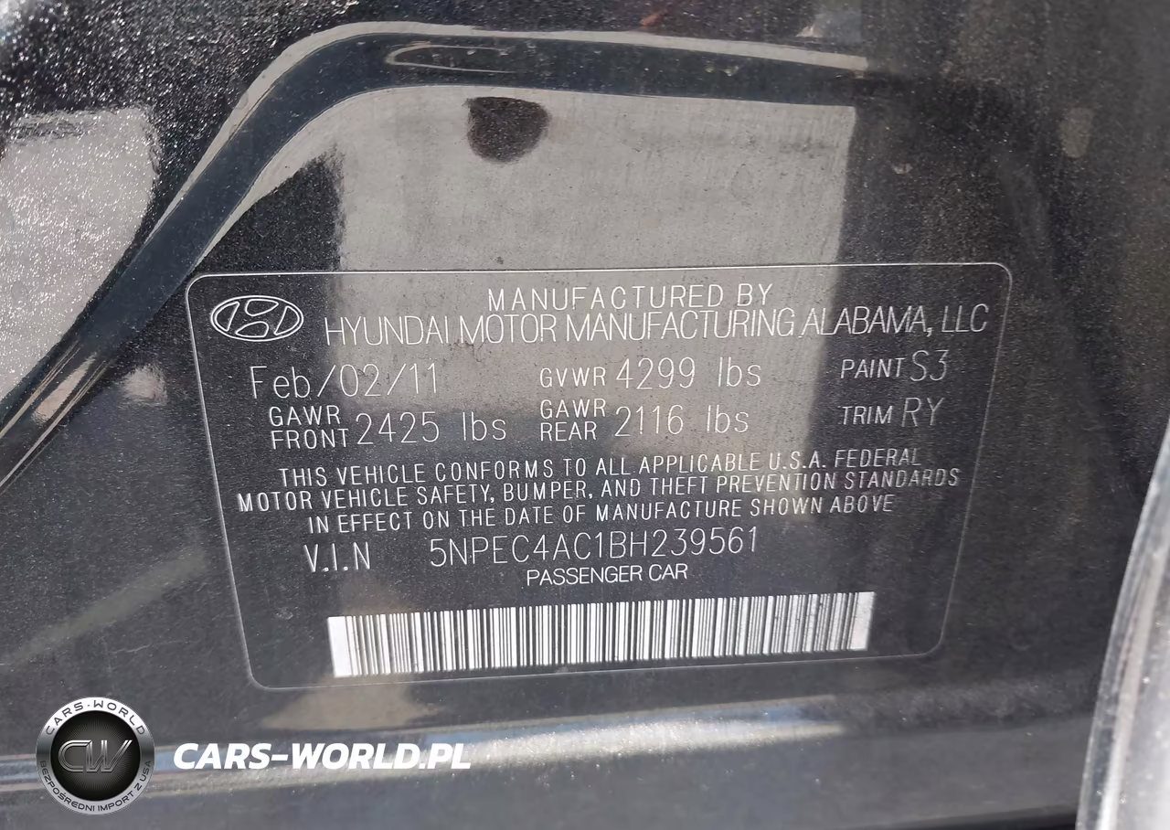 2011 Hyundai Sonata Se VIN:5NPEC4AC1BH239561 - 9