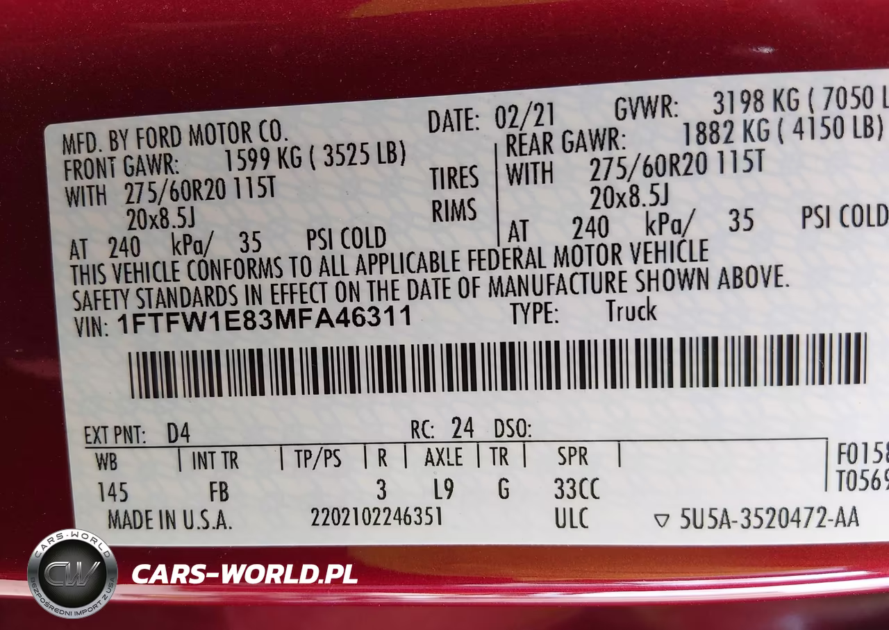 2021 Ford F-150 Xlt VIN:1FTFW1E83MFA46311 - 9