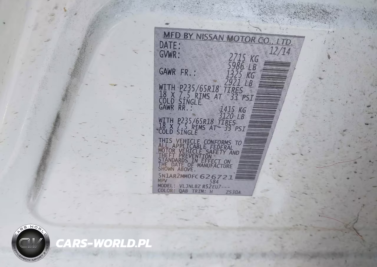 2015 Nissan Pathfinder S VIN:5N1AR2MM0FC626721 - 9