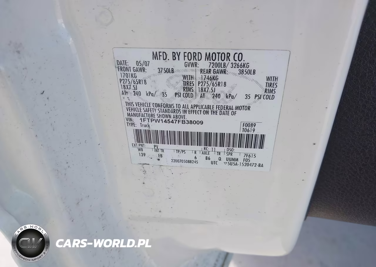 2007 Ford F-150 Fx4-Lariat-Xlt VIN:1FTPW14547FB38009 - 9