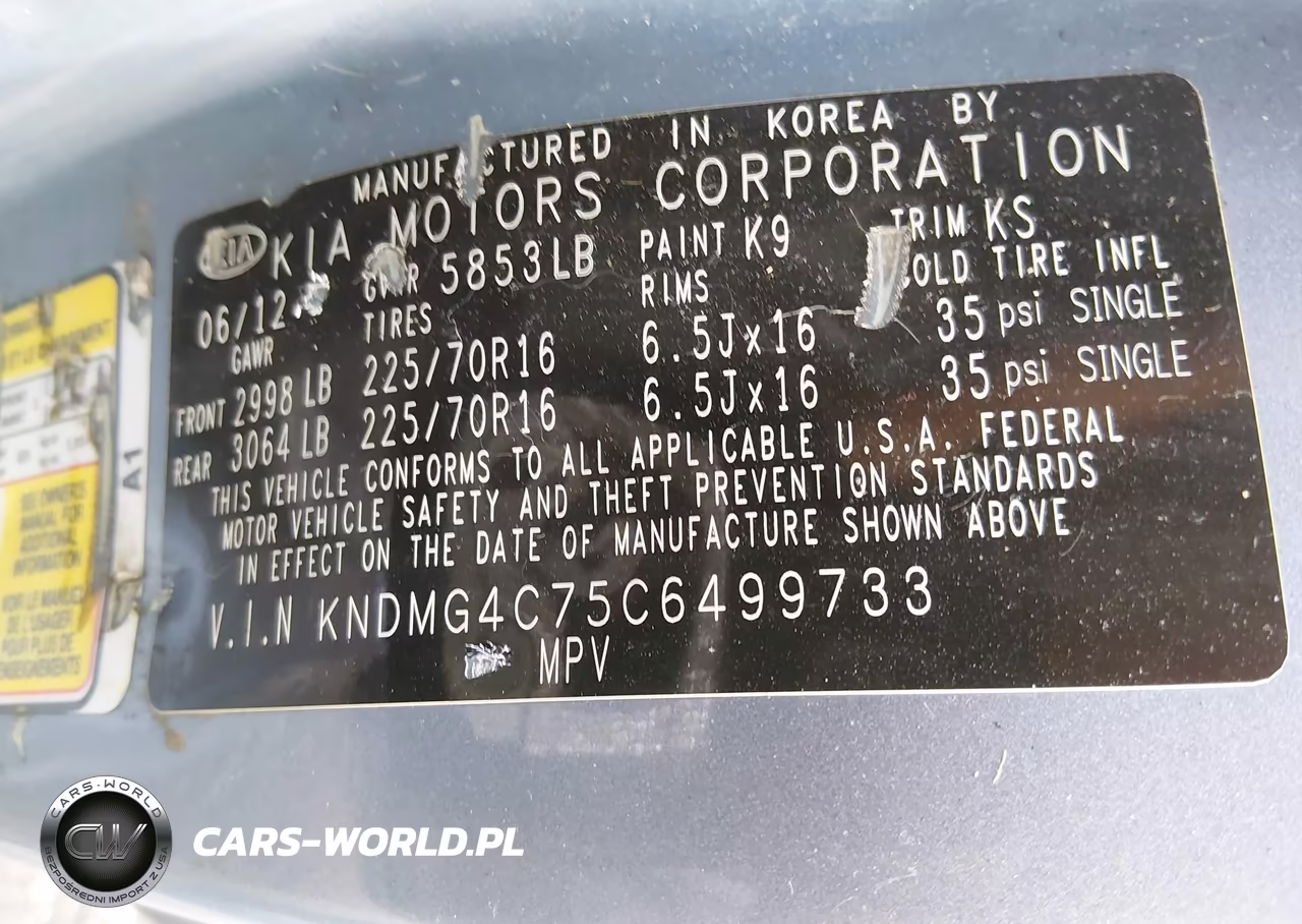 2012 Kia Sedona Lx VIN:KNDMG4C75C6499733 - 9