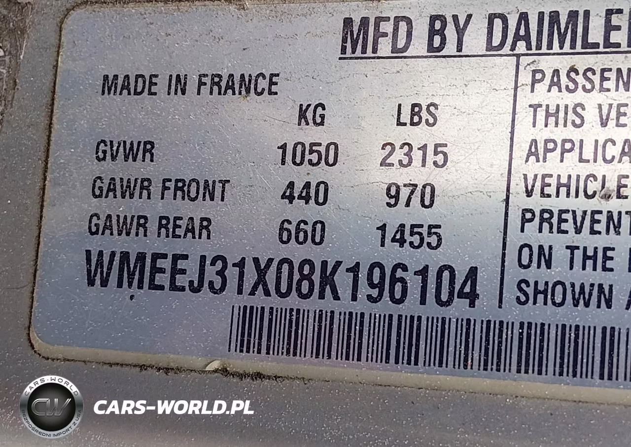 2008 Smart Fortwo Passion-Pure VIN:WMEEJ31X08K196104 - 9