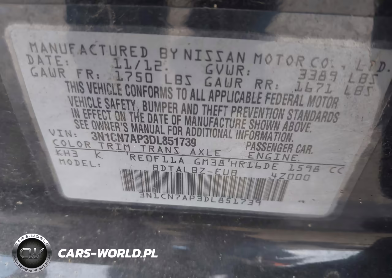2013 Nissan Versa 1.6 Sv VIN:3N1CN7AP3DL851739 - 9