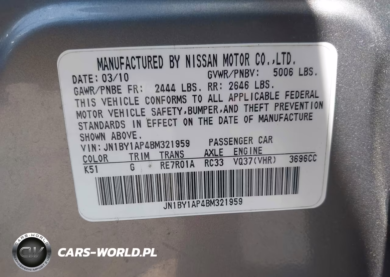 2011 Infiniti M37 VIN:JN1BY1AP4BM321959 - 9