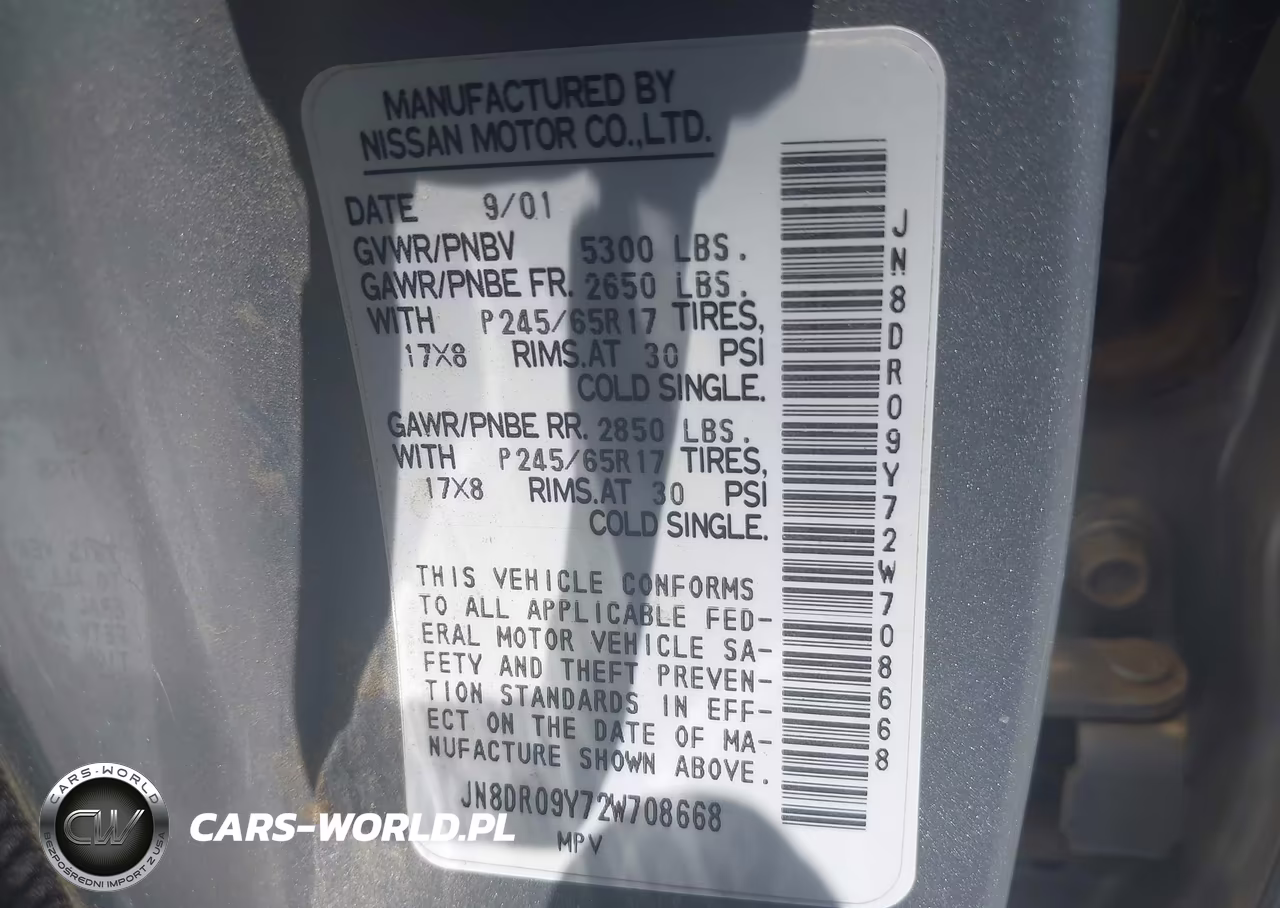 2002 Nissan Pathfinder Le VIN:JN8DR09Y72W708668 - 9